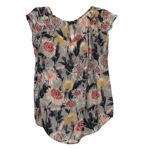 Lauren Conrad Dandelion Flower Print Pleated Top